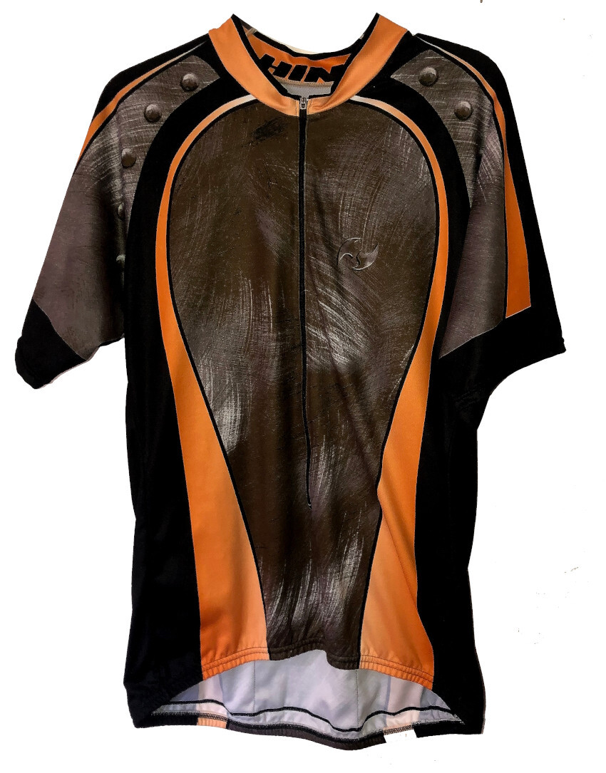 HIND Cycling Jersey 3/4 Zip Epic Pattern Black/Gray/Orange Mens XL