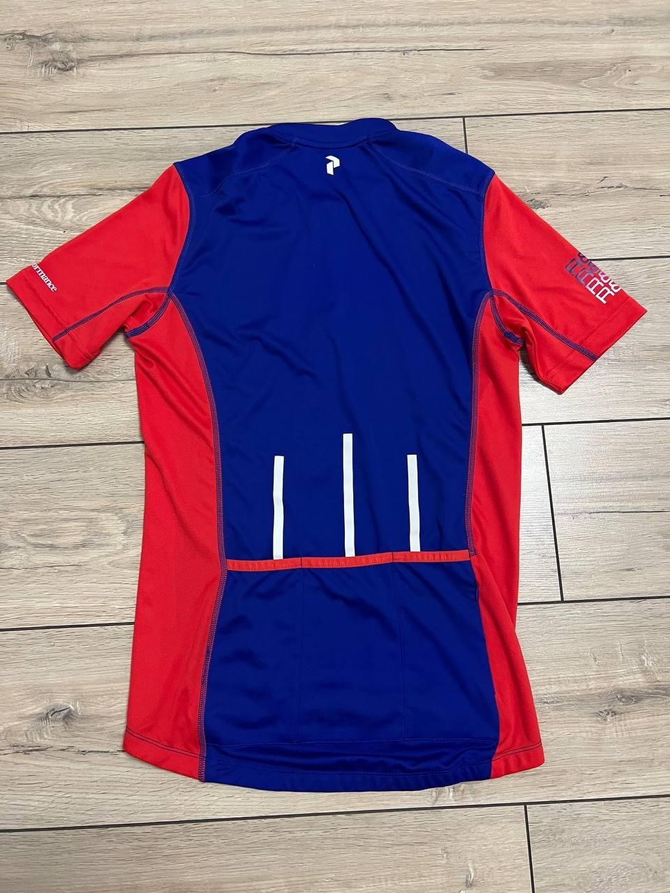 Men’s Peak Performance Cycling Bike Racing Jersey Big Log sz M Blue 1/2 Zip