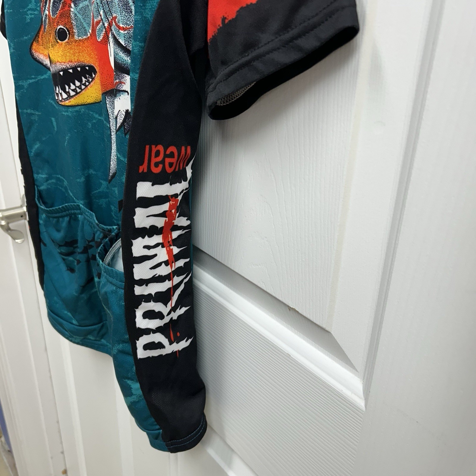 Primal Wear Mens 3/4 Zip Cycling Jersey Shark Graphic Rear Pockets Shirt MTB