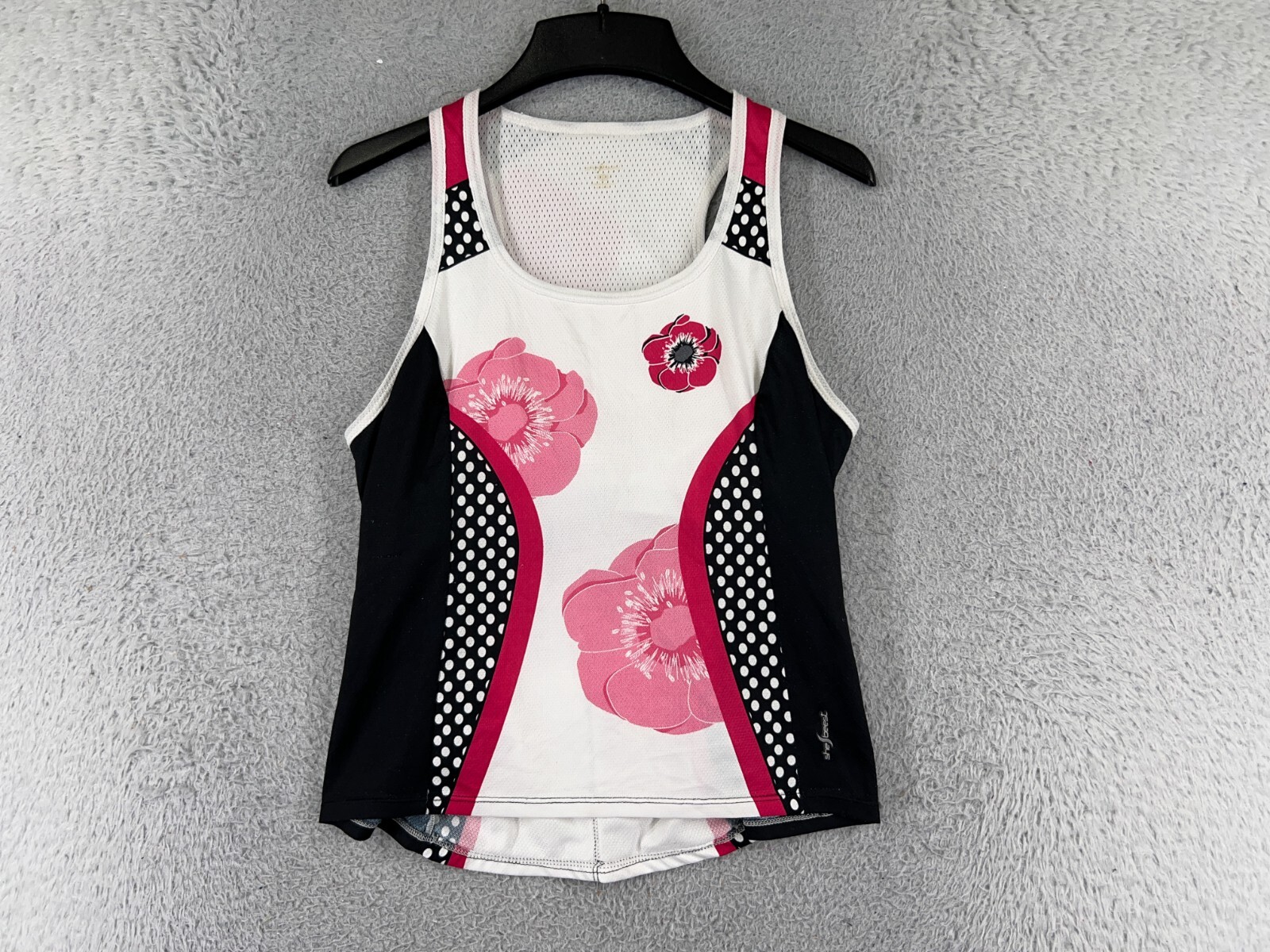 Sheebeest Cycling Jersey Girls Medium White Pink Floral Tank Sleeveless Pockets