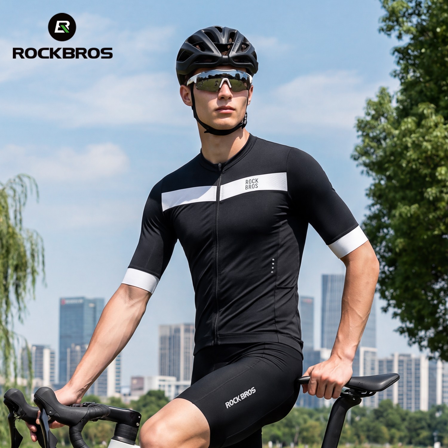ROCKBROS Men’s Short Sleeve Cycling Jersey Slim Fit Breathable Quick Dry Shirt