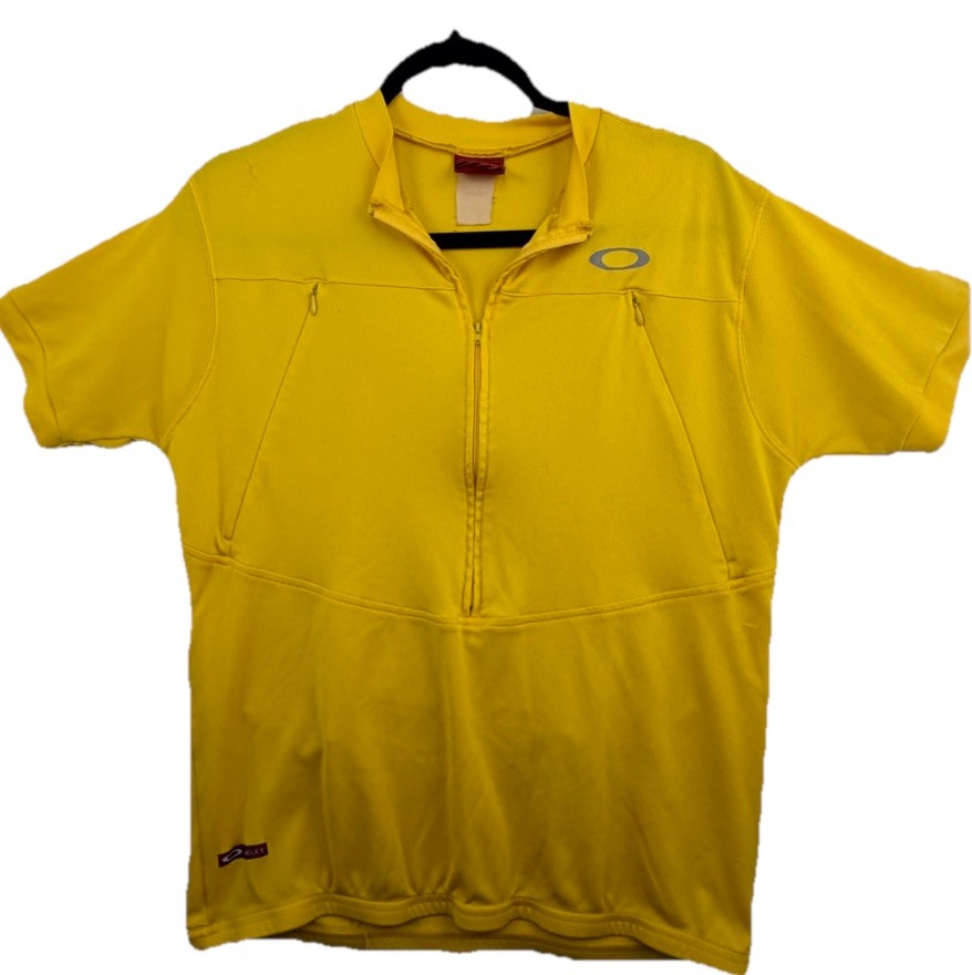 Vintage 1990s 2000s Yellow Oakley Software Mesh Biker Top Cycling Jersey Mesh LG