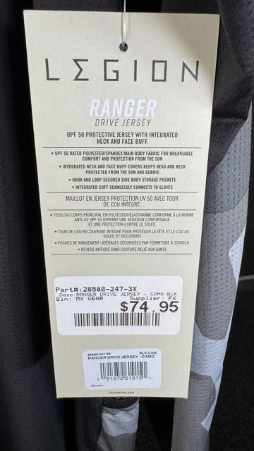 Fox Long Sleeve Ranger Drive Jersey Mens Black and Gray Camo UV Protectant