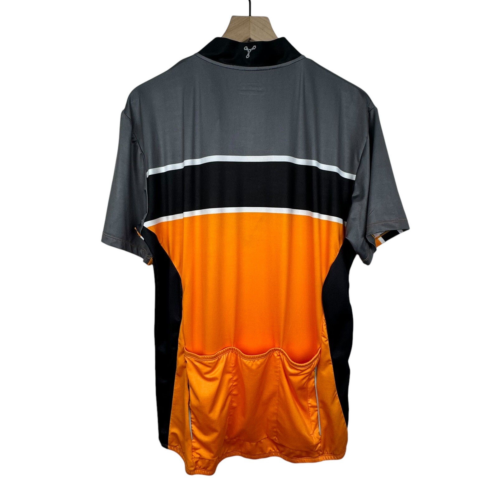 TRAYL Cycling Orange Gray Bike Jersey Short Sleeve Shirt Sz LARGE UPF 50 Zipper