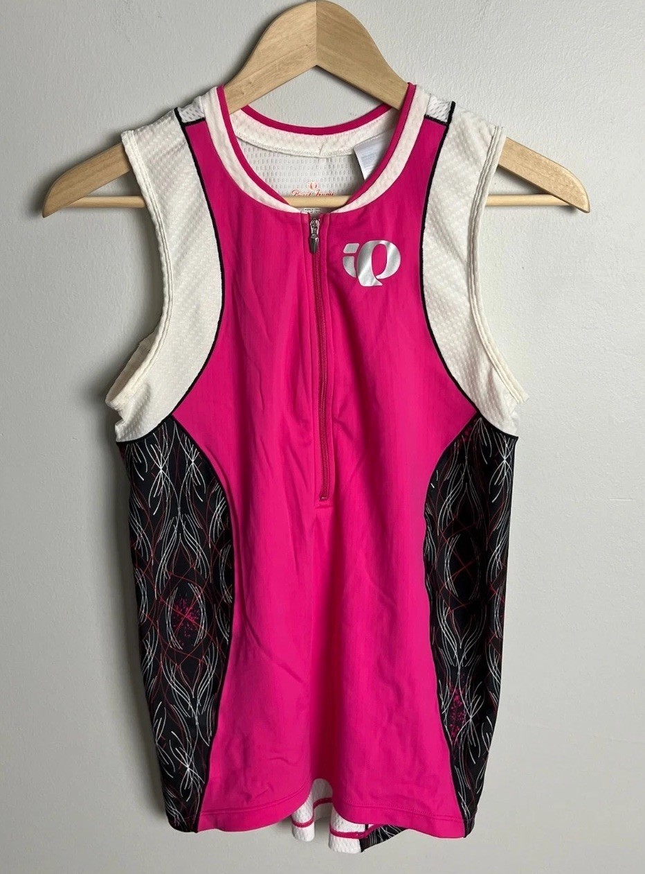 Pearl Izumi Pink White Black Triathlon Cycling Tank Top Sleeveless Size Large Wm