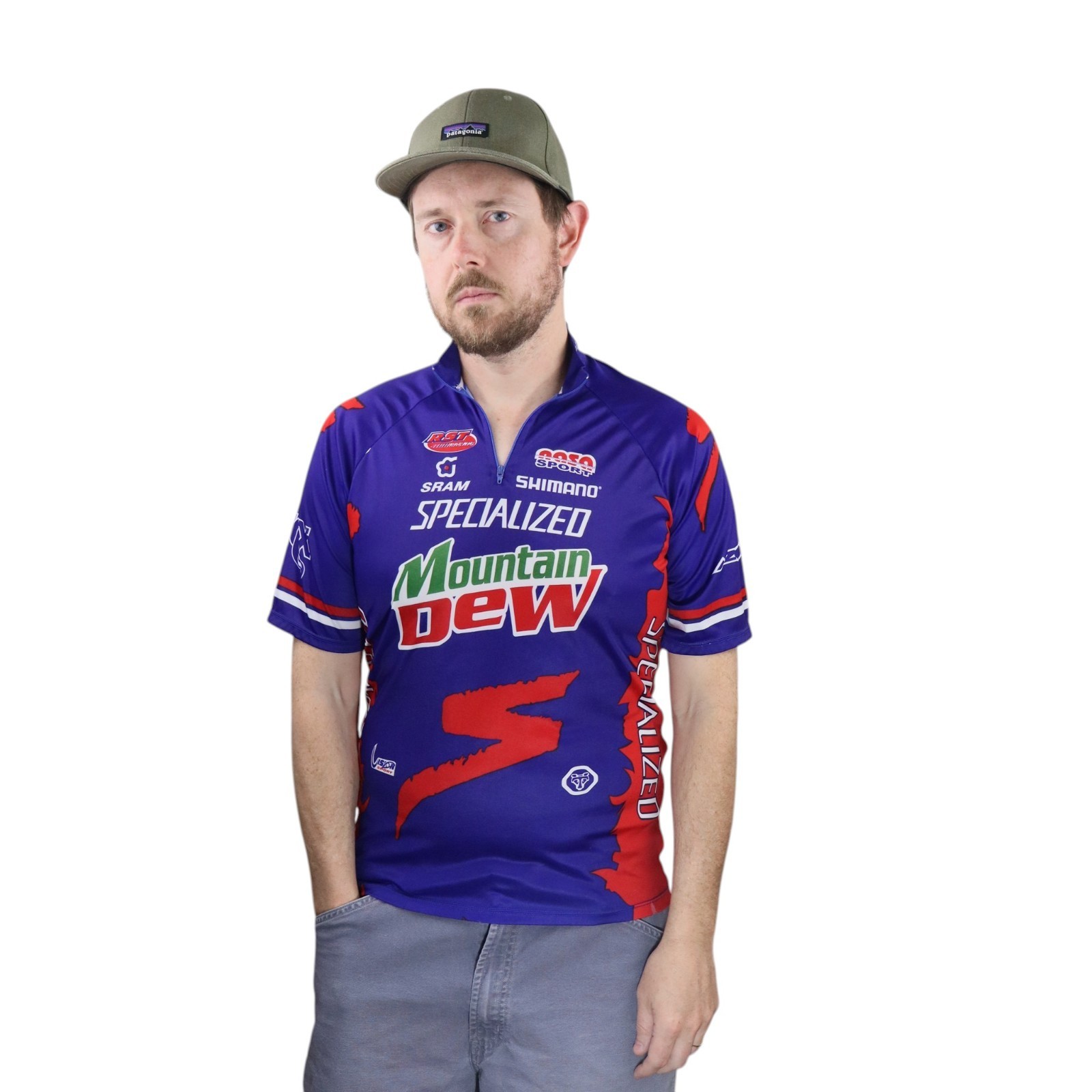 Vintage Specialized Mountain Dew Cycling Jersey Mens Large/M Bike Pro Team Shirt