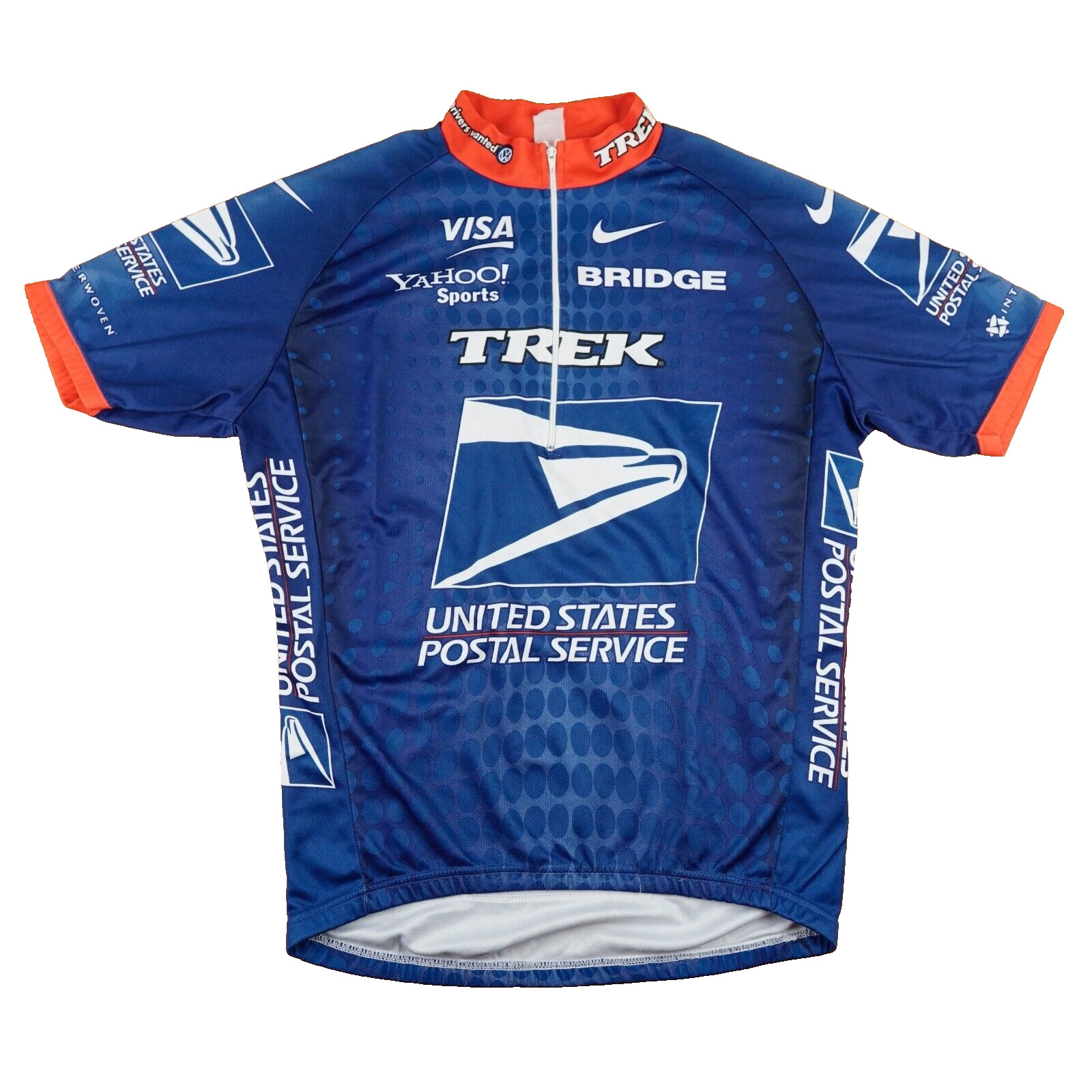 USPS Cycling Team Vintage Nike Quarter Zip Bike Jersey Mens Large Blue Trek 90s