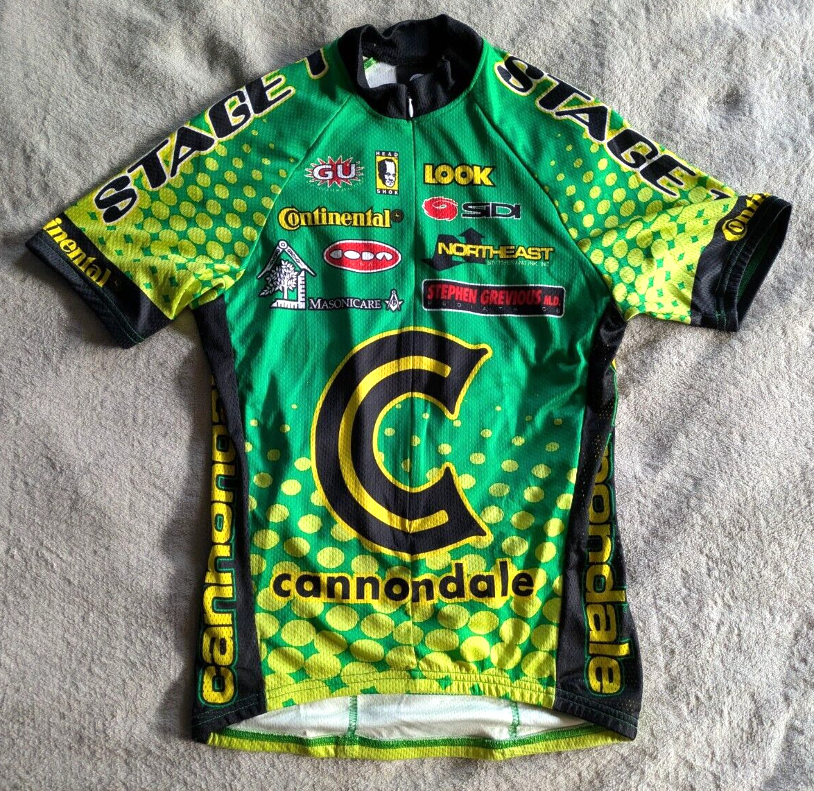 CANNONDALE Cycling Jersey Mens M Medium Bicycle Green Yellow Black
