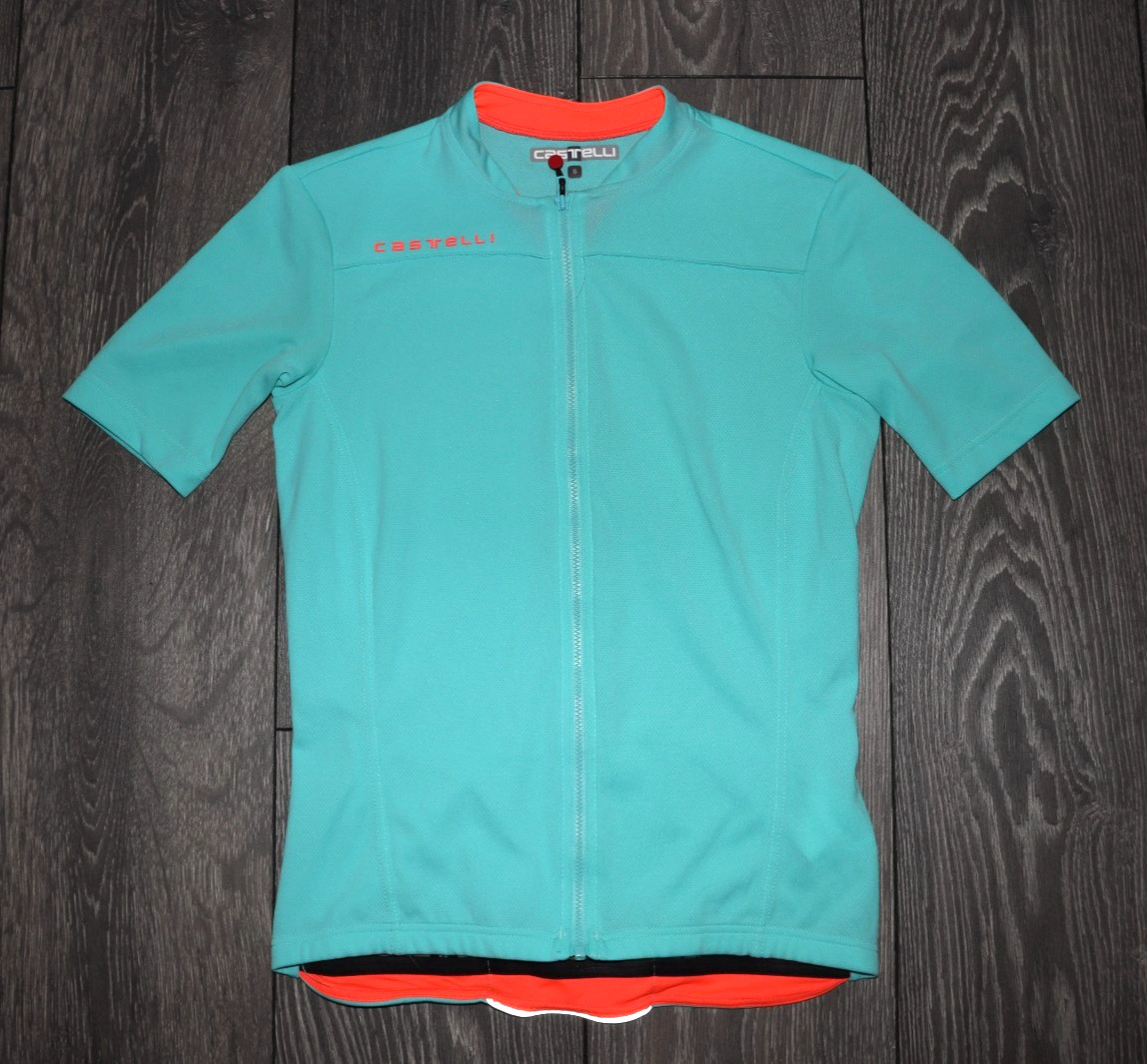 WOMEN’S SMALL CASTELLI CYCLING SHIRT JERSEY FULL ZIP BIKING BICYCLE TORQUOISE