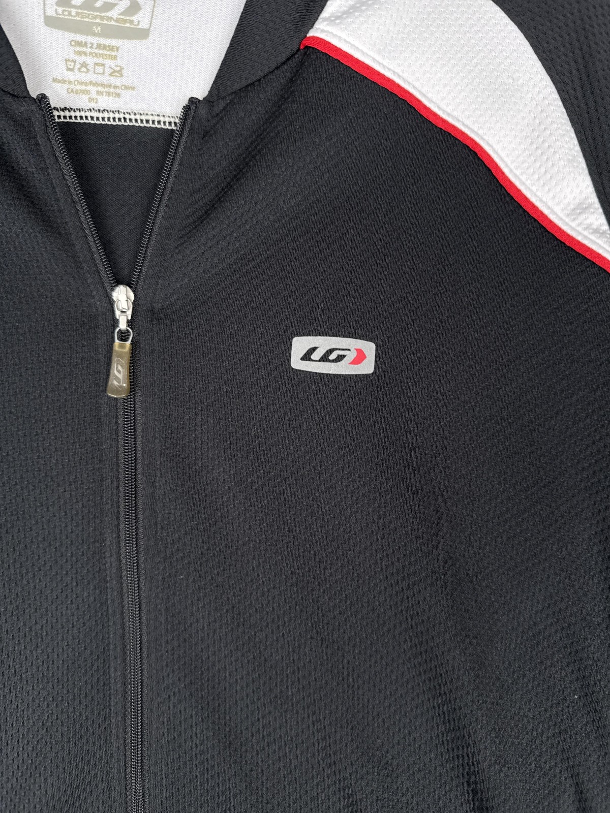 Louis Garneau Cycling Jersey Mens Medium Black Short Sleeve Zip Pockets CIMA 2