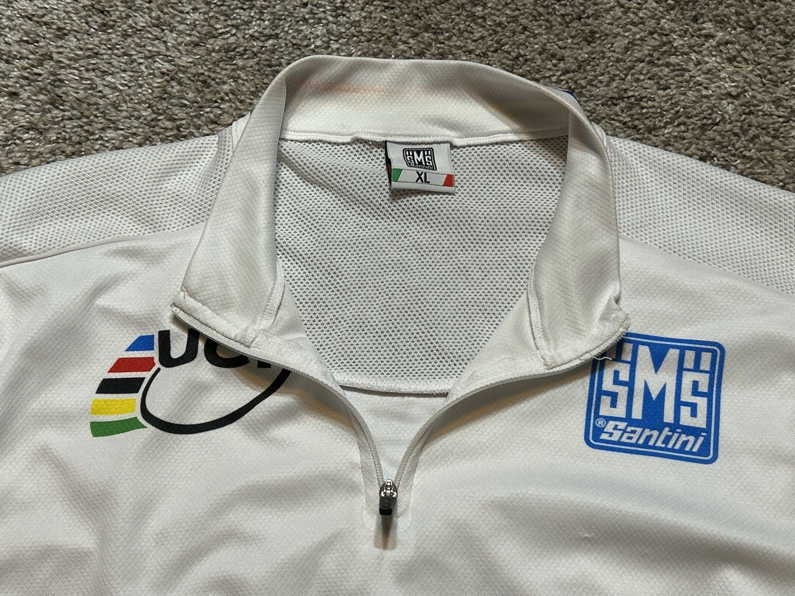 SMS Santini Cycling Jersey Men XL 1/4-Zip UCI World Champion Jersey *Snags*