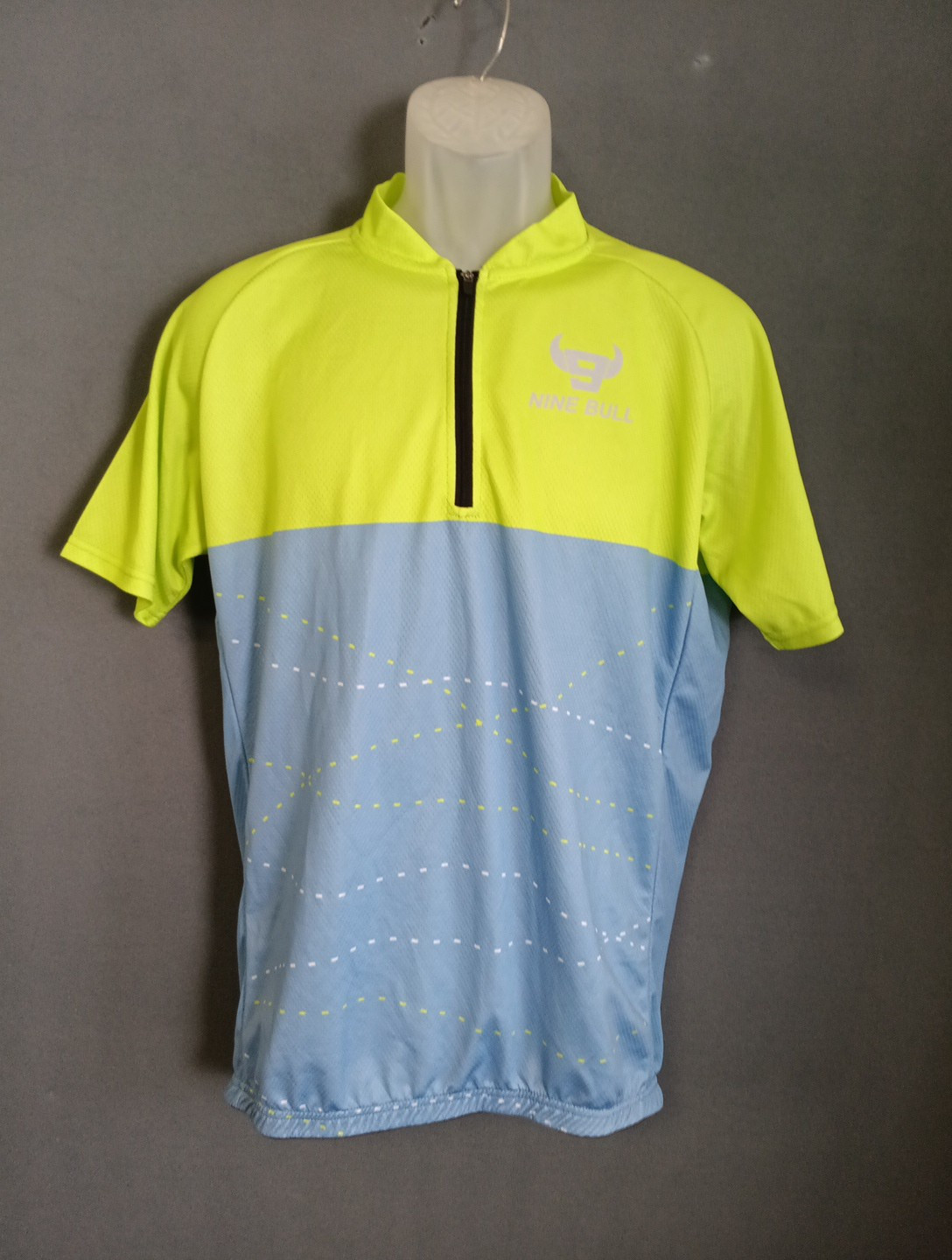 Nine Bull Men’s Blue & green Short Sleeve Full Zip Cycling Shirt Size 2X1