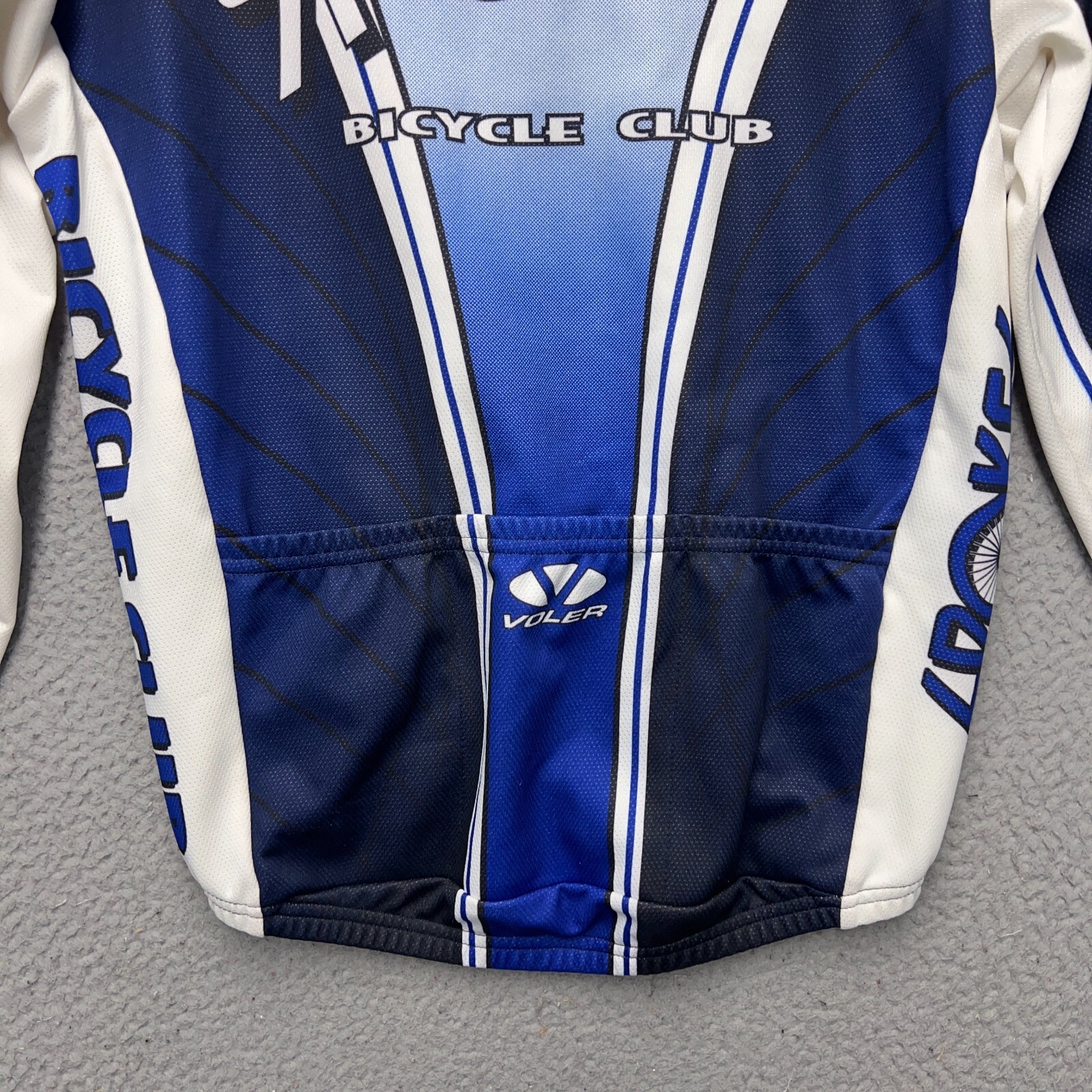 Spokes Cycling Club Jacket Womens Small Blue White Voler Pockets Full Zip Fleece