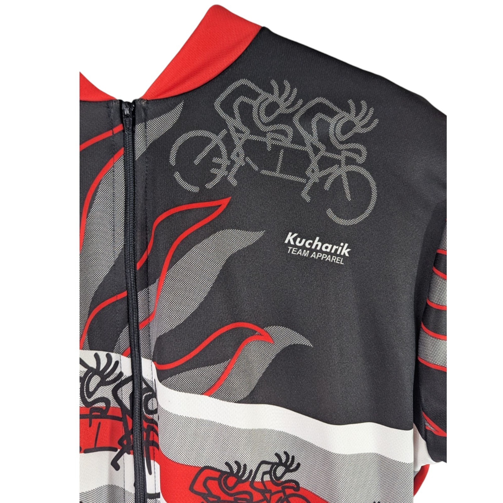 Kucharik Cycling Jersey Mens Large Red Black Native American Art Aztec Apache