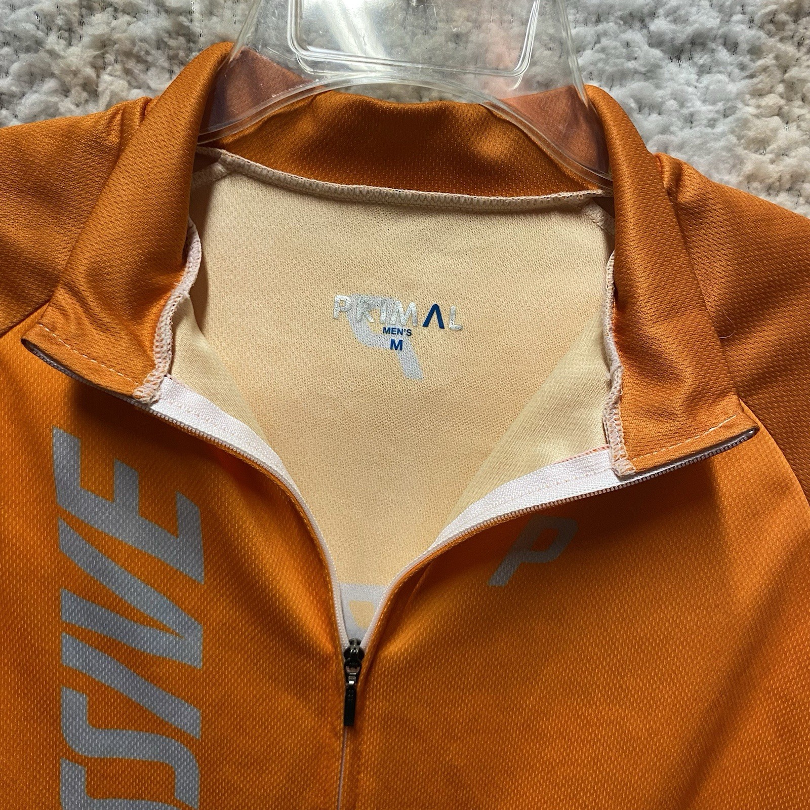 Primal Cycling Jersey Mens Medium 1/4 Zip, Rear Pockets Progressive Orange Black
