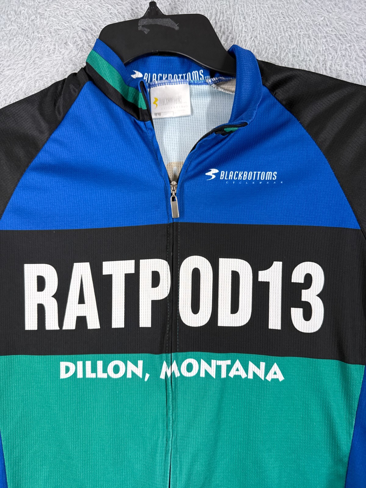 Black Bottoms Cycling Jersey Adult Large Green Blue RATPOD13 Dillion Montana