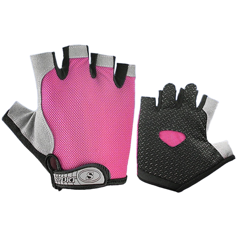 Youth Half Finger Sports Gloves for Cycling Skating with Adjustable Wrist Strap