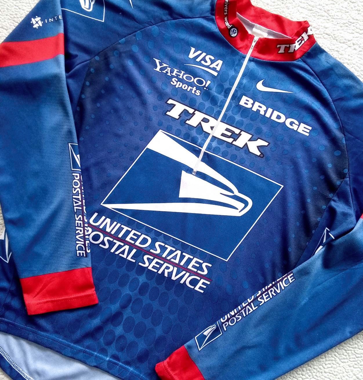 VTG 2001 nike USPS TREK BRIDGE L/S Cycling Jersey Lance ARMSTRONG Fits XL *READ*