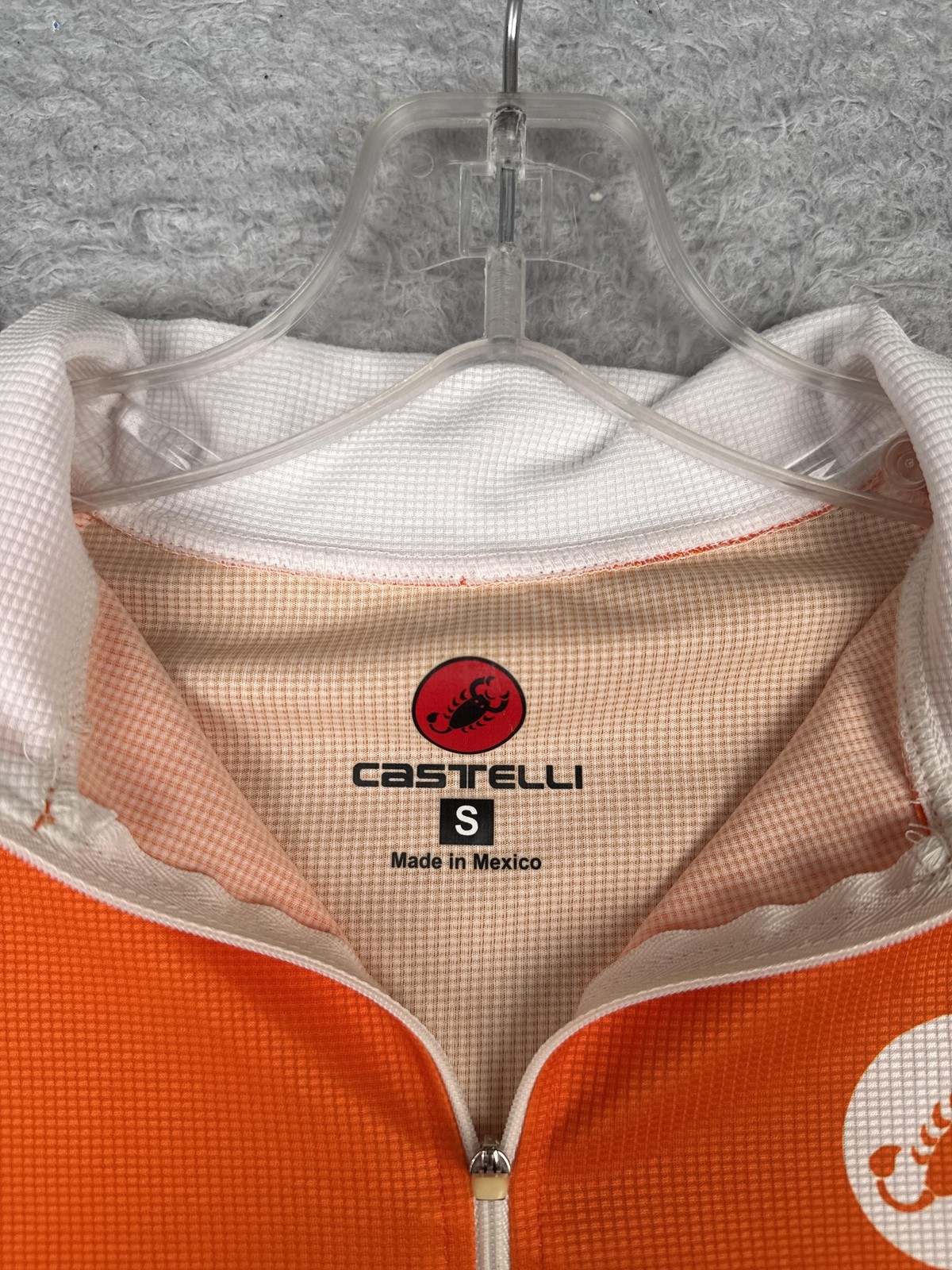 Castelli Cycling Jersey Tank Womens Small Orange White 1/4 Zip Pockets Bike