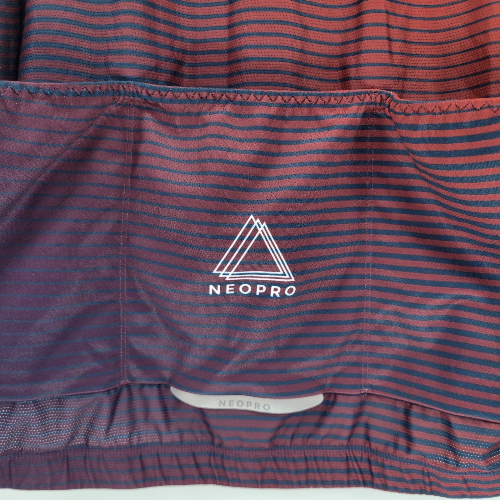 NeoPro Cycling Jersey Mens 3XL Red Navy Blue Striped Full Zip Mesh Bike Shirt
