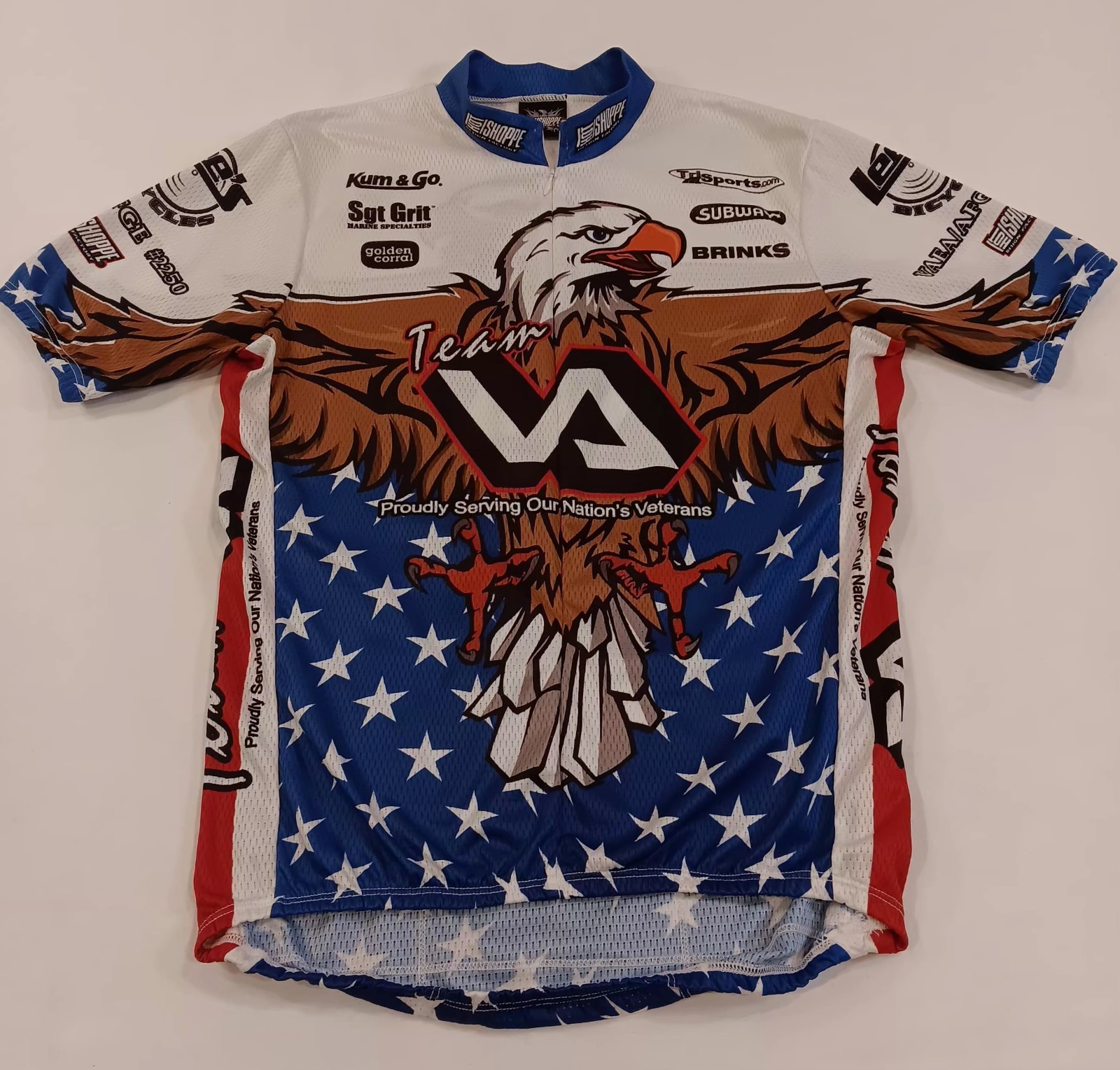 Team VA Cycling Race Jersey Medium Mesh 3/4 Zipper Elastic Waist Back Pockets