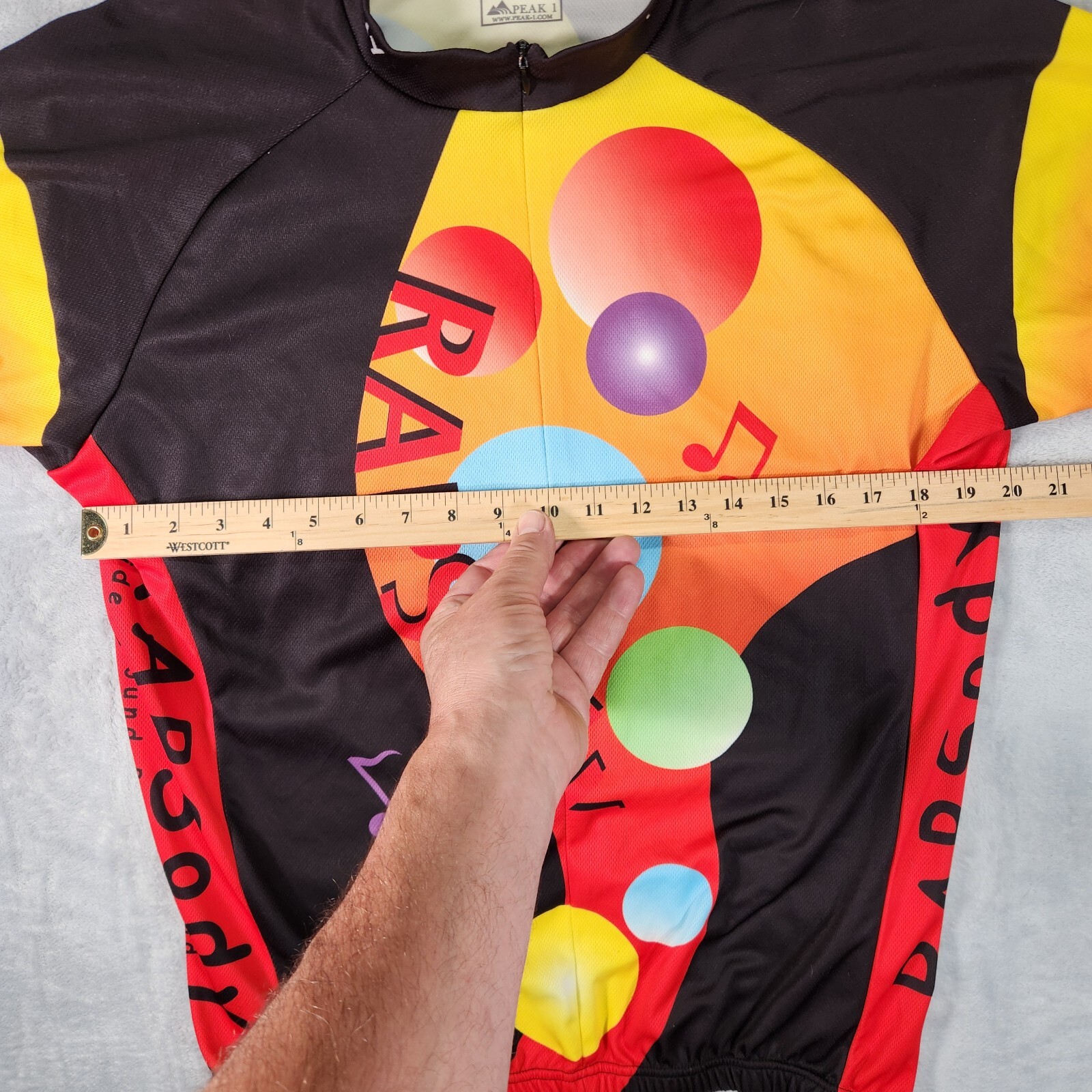 Peak 1 Cycling Jersey Mens XL Black Orange RAPSody 2011 Ride Around Puget Sound