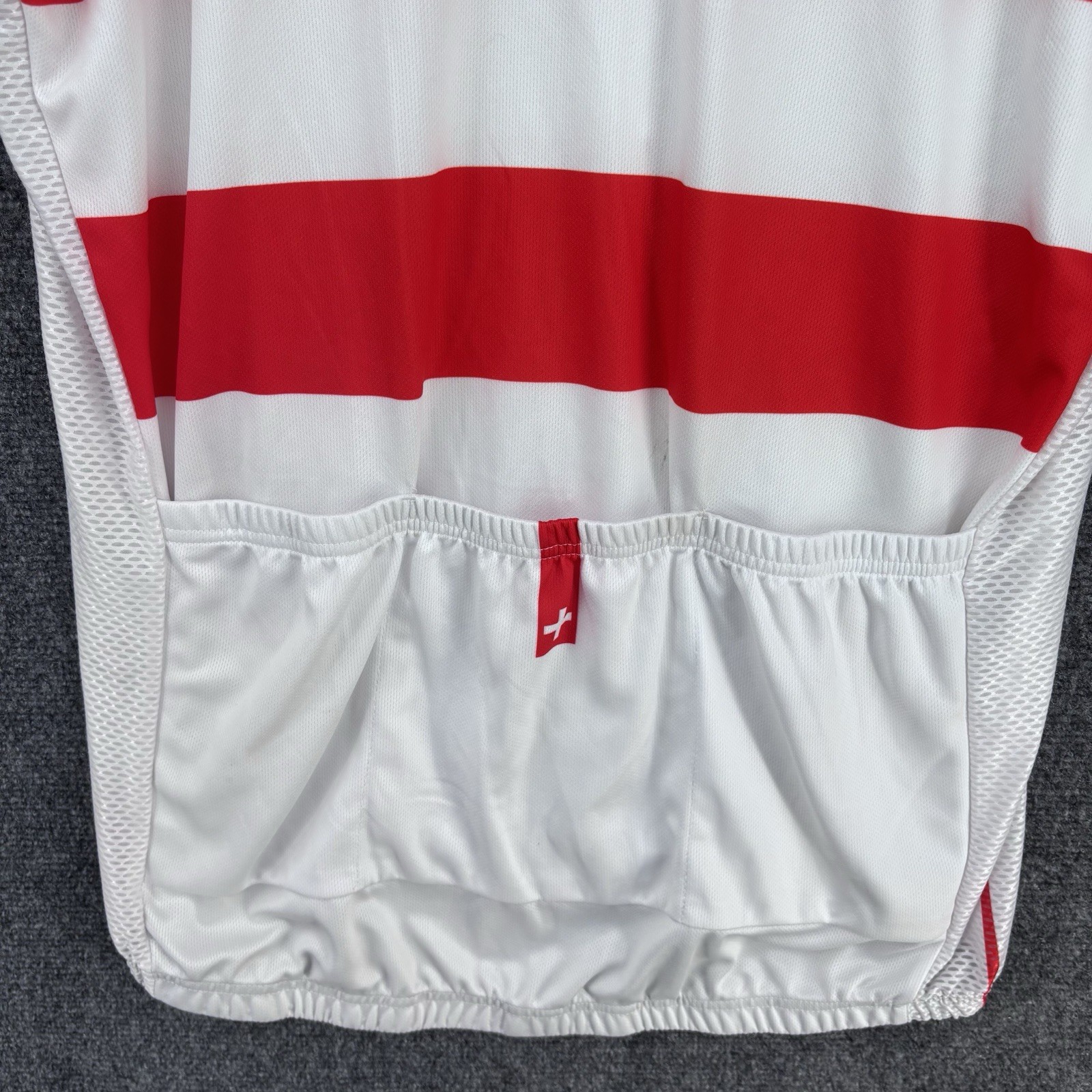 Cuore I AM White & Red Striped Full Zip Cycling Jersey Men’s XXL