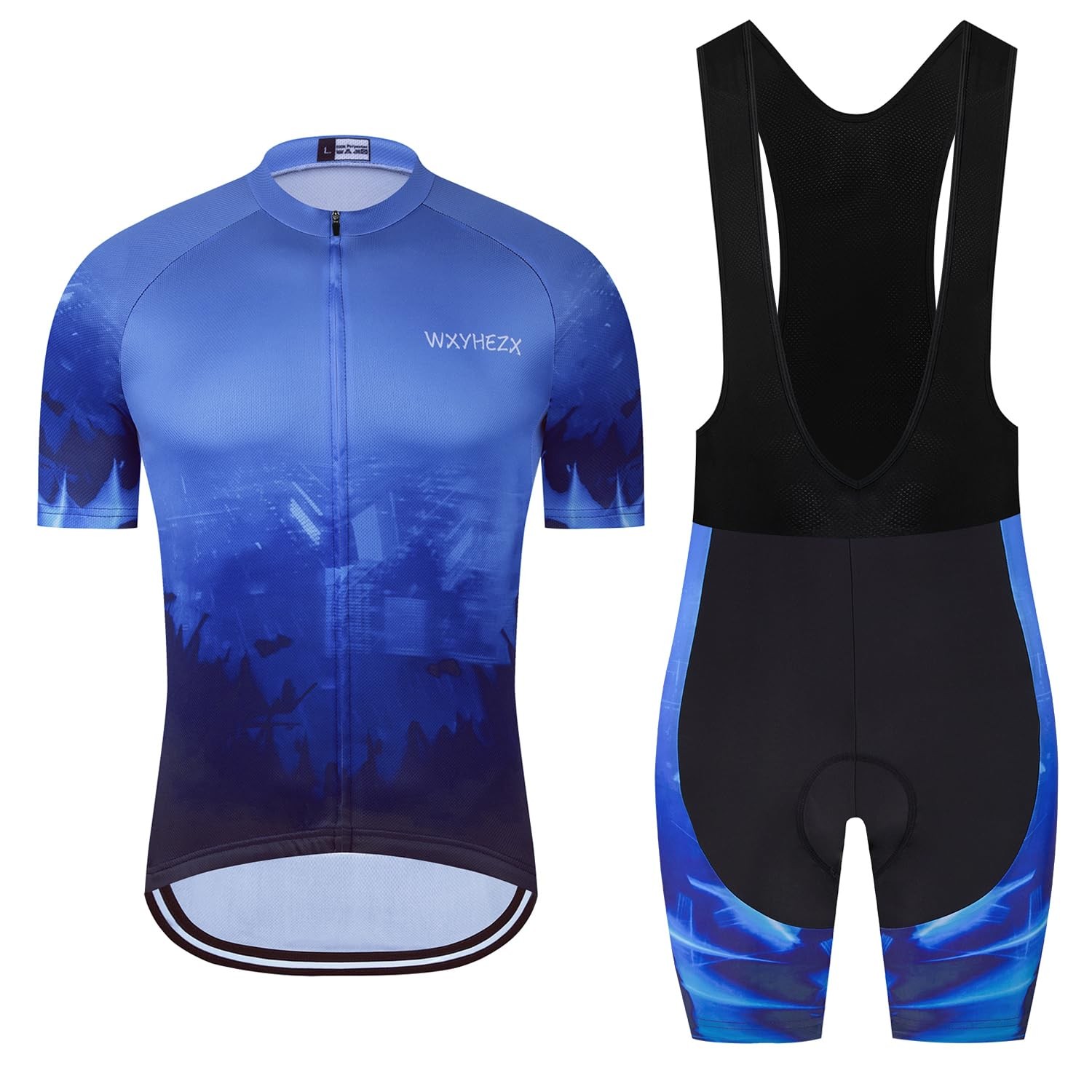 Men’s Cycling Jersey Set Road Bike Shorts Sleeves Jersey Zipper Pokcet Bib Sh…