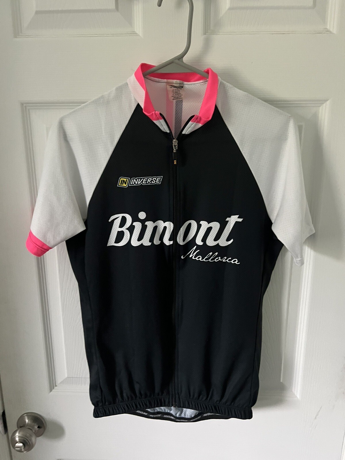 Inverse Cycling Jersey Shirt Size Medium Black White Pink Bimont