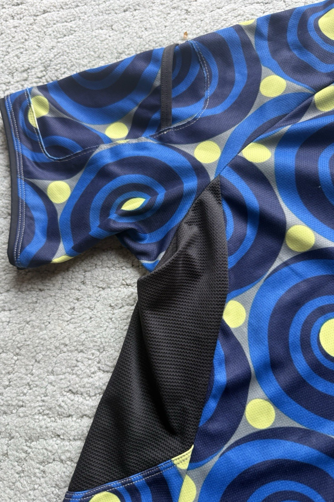 Terry Cycling Jersey Shirt Womens Large Half Zip Graphic Circle Pattern Pockets