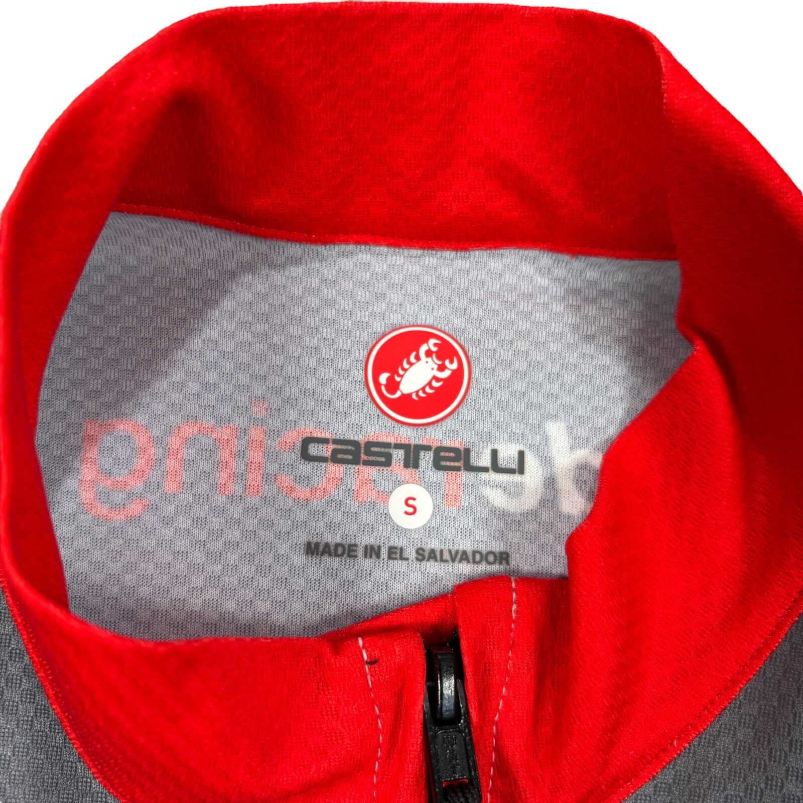 Castelli Men’s Gray Ride Racing Full Zip Mock Neck Back Pocket Jersey Size Small