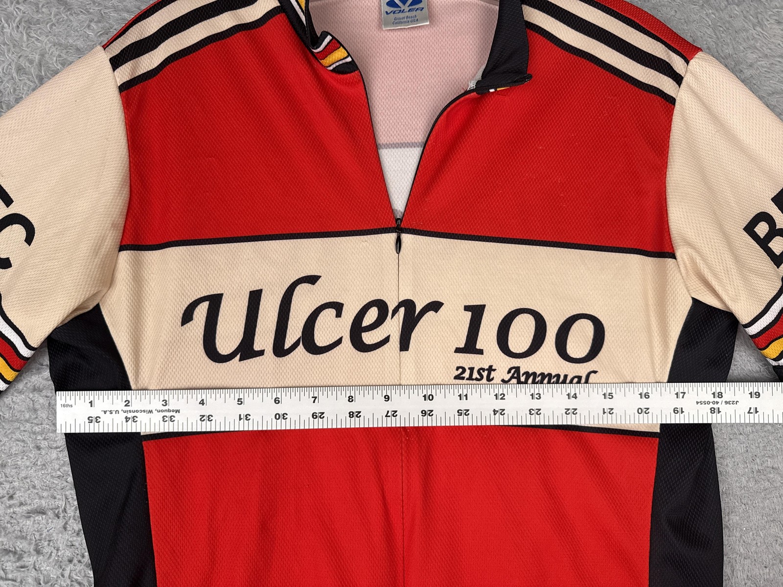 Voler Ulcer 100 21st Annual Cycling Jersey Mens Large Red 1/4 Zip Pockets BBTC
