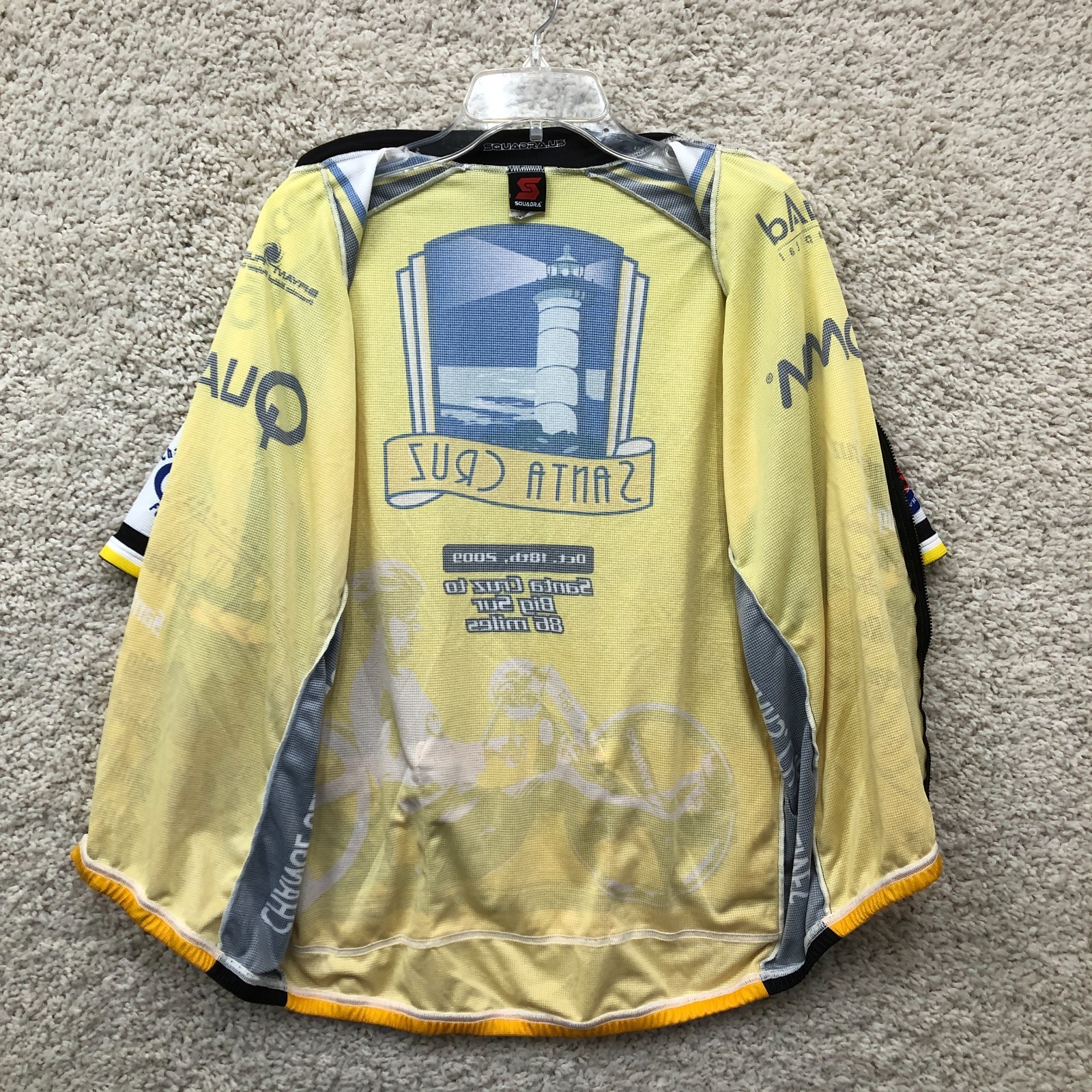 Squadra Mens XXXL Yellow Cycling Jersey Qualcomm Santa Cruz Big Sur Bike Shirt