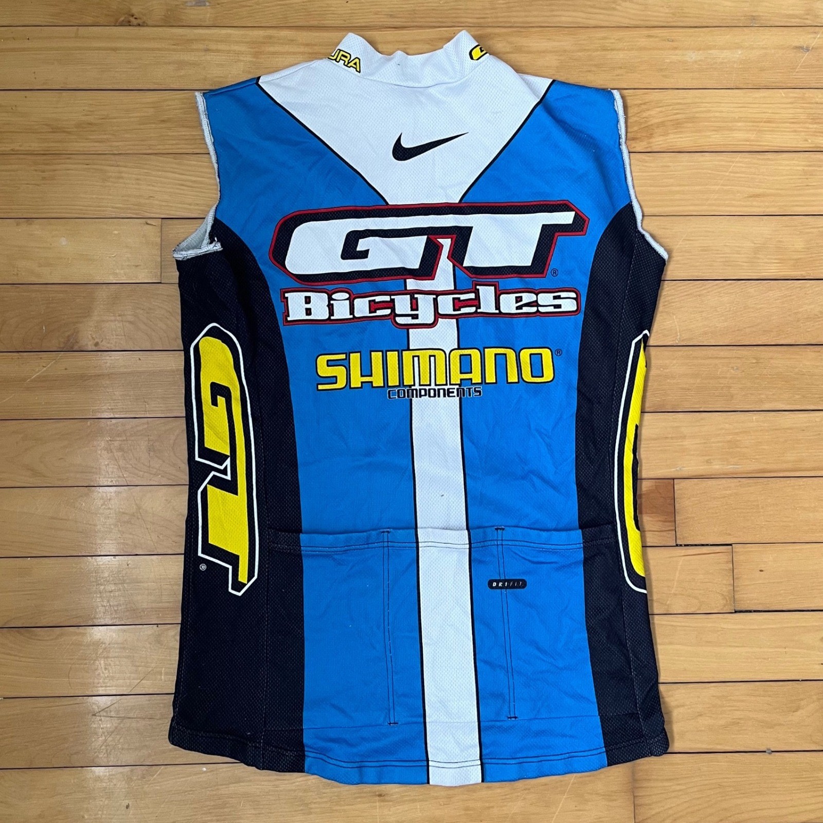 Vintage Nike GT Bicycles Cycling Jersey Vest Shimano Michelin Blue Mens Small