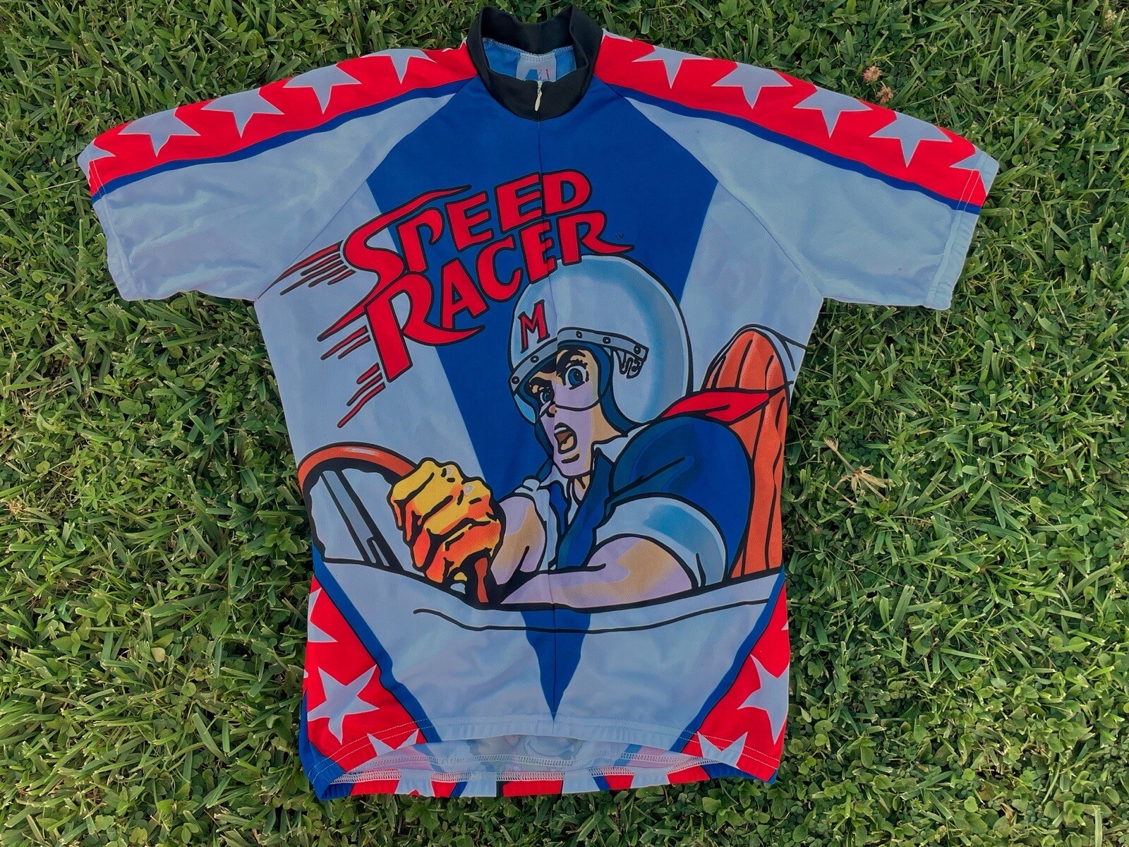 VTG World Jerseys Adrenaline Promotions SPEED RACER 3/4 Zip Cycling Jersey SZ L
