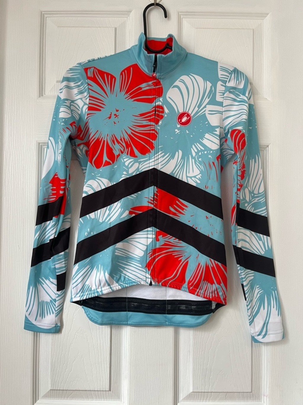 Castelli Fresca Women’s Aqua Floral Long-Sleeve Cycling jersey Jacket size XS