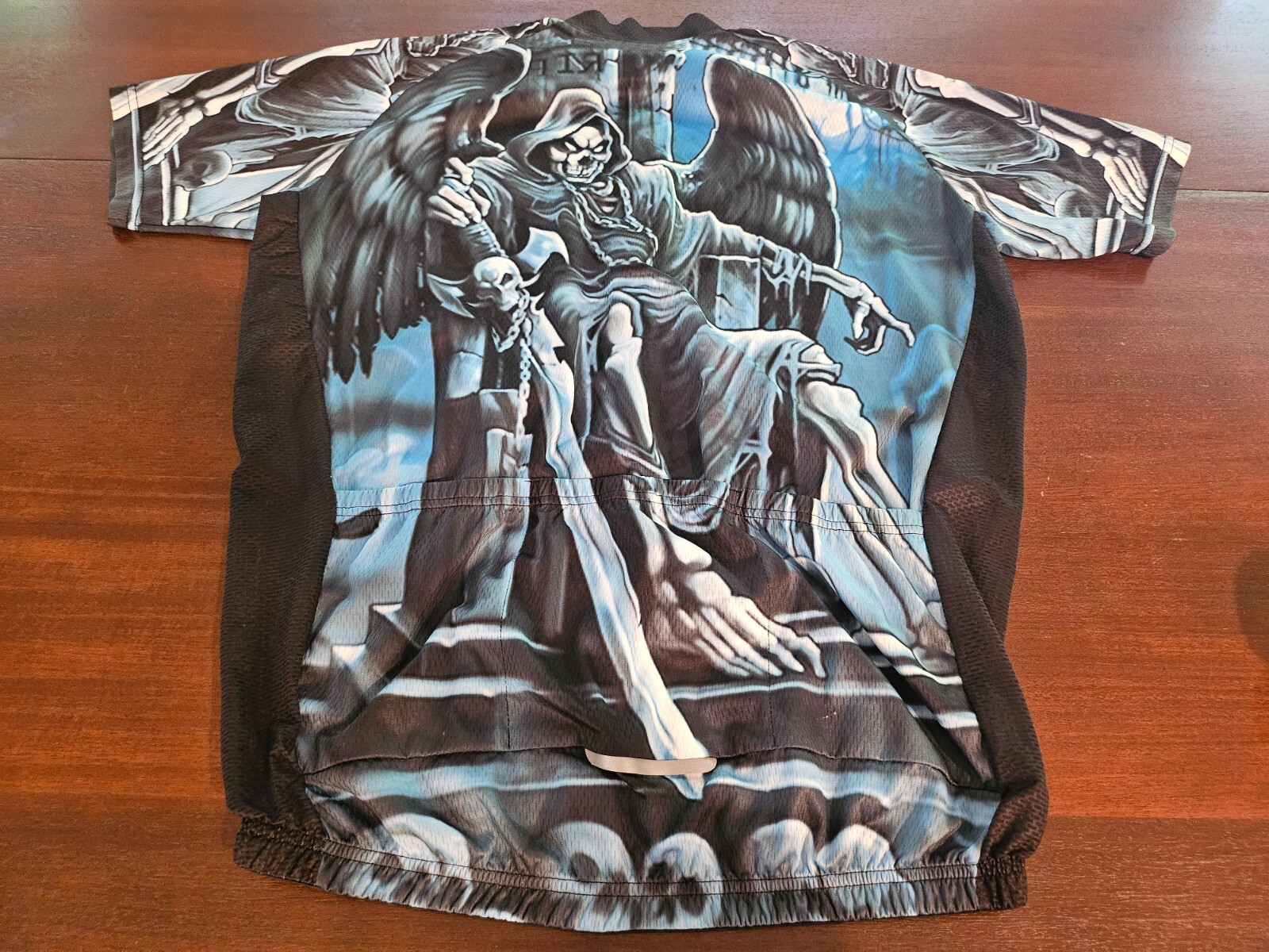 Weimostar Cycling Jersey Short Sleeve Rock Grim Reaper Black Blue Men’s 3XL