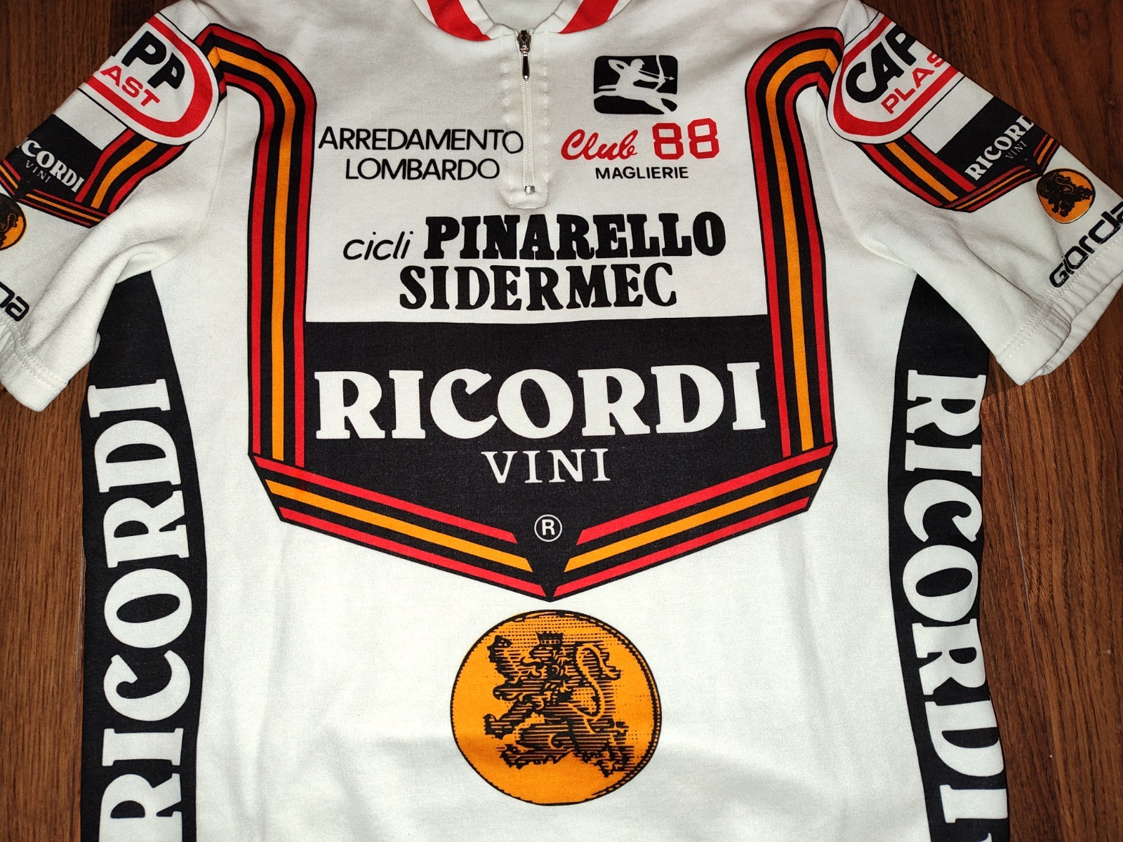 Giordana Pinarello Sidermec Ricordi Vini 1/4 Zip Cotton Blend Cycling Jersey