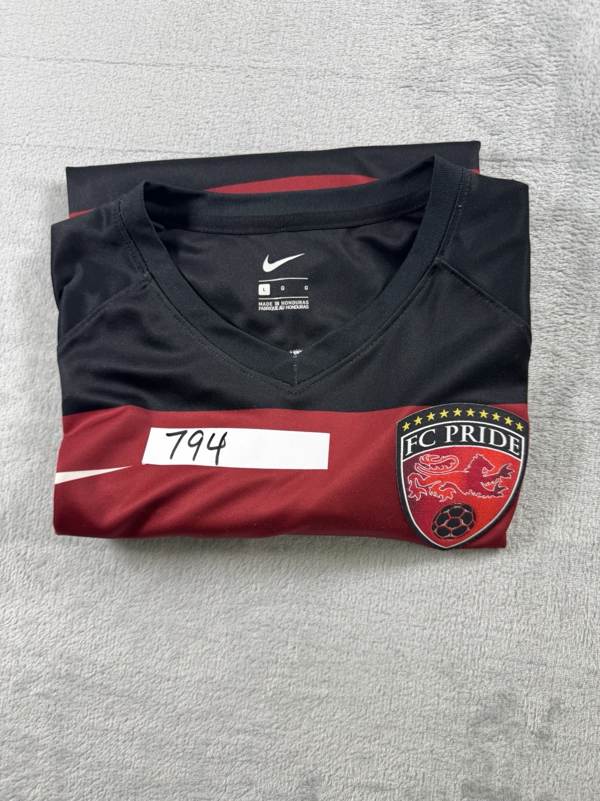 Nike FC Pride Soccer Jersey Womens Large Black Red Striped IMI #24 Shirt