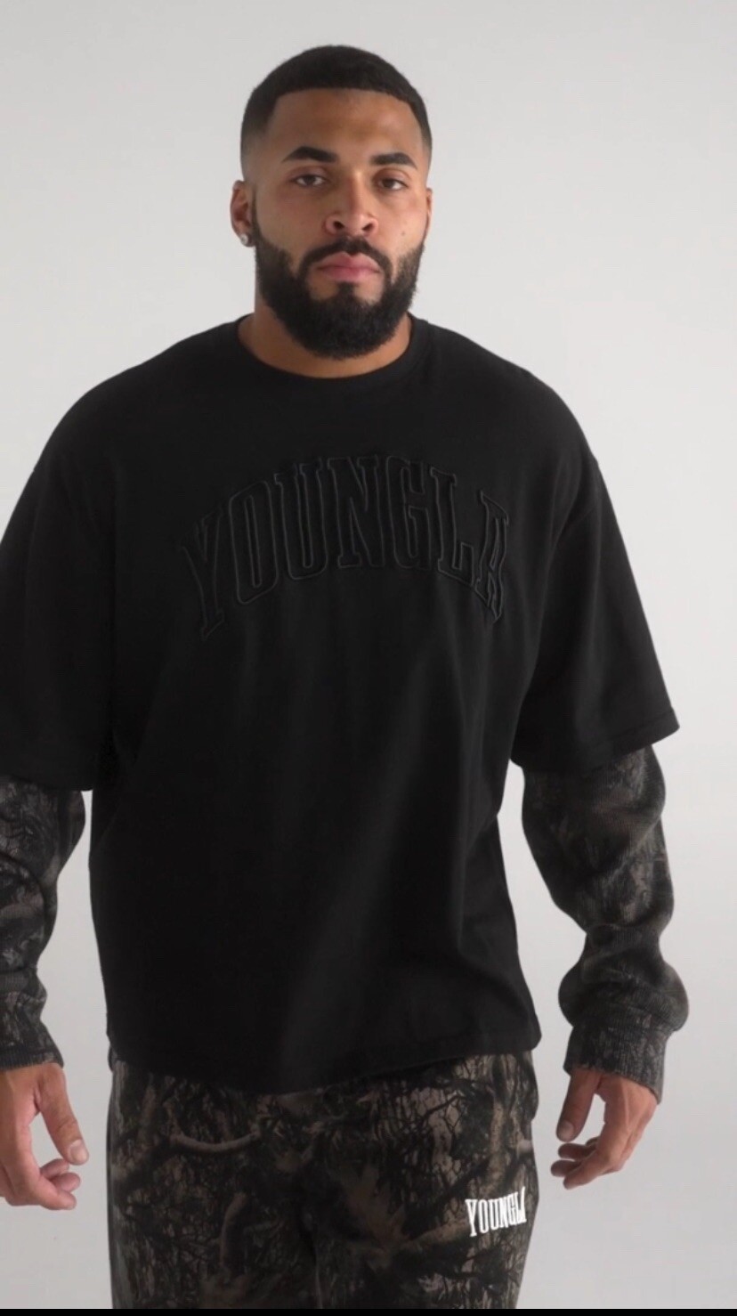 YOUNGLA (SOLD OUT) – 8049 – TREE CAMO TWOFERS – BLACK WASH – SIZE XLARGE