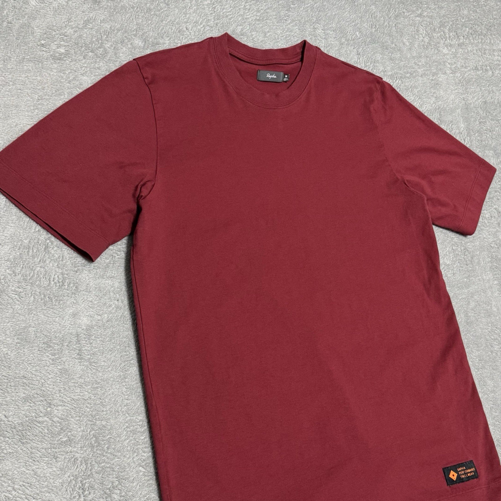 Rapha Trail T Shirt Mens M Red Cotton Burgundy Short Sleeve Cycling Performance