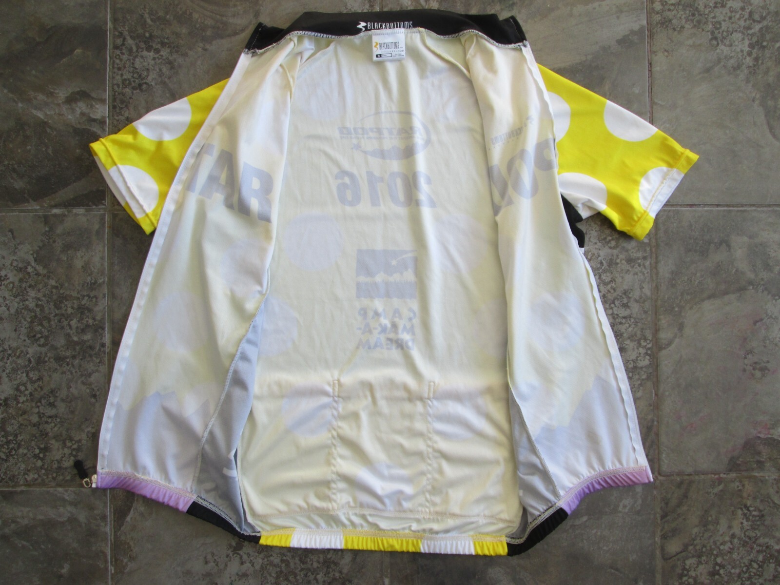Black Bottoms Cycling Cycle Jersey Adult Small Club Cut Shirt Full Zipper Yellow
