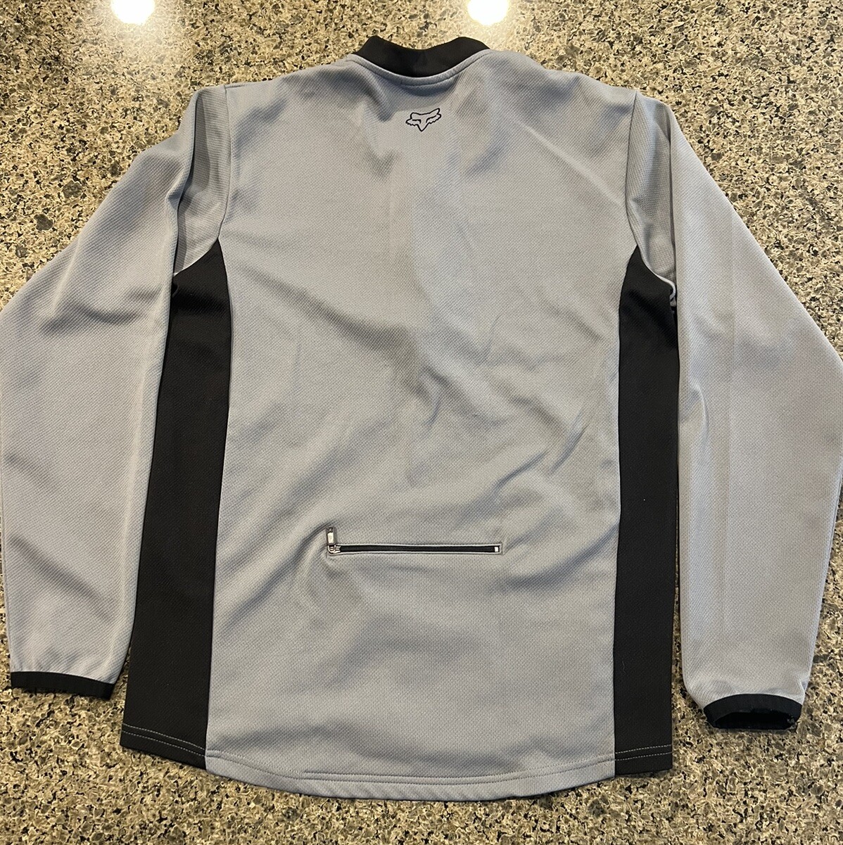 Men Fox Bike Cycling S 1/4 Zip Back Pocket Gray Pullover Dirt Long Sleev Sweater
