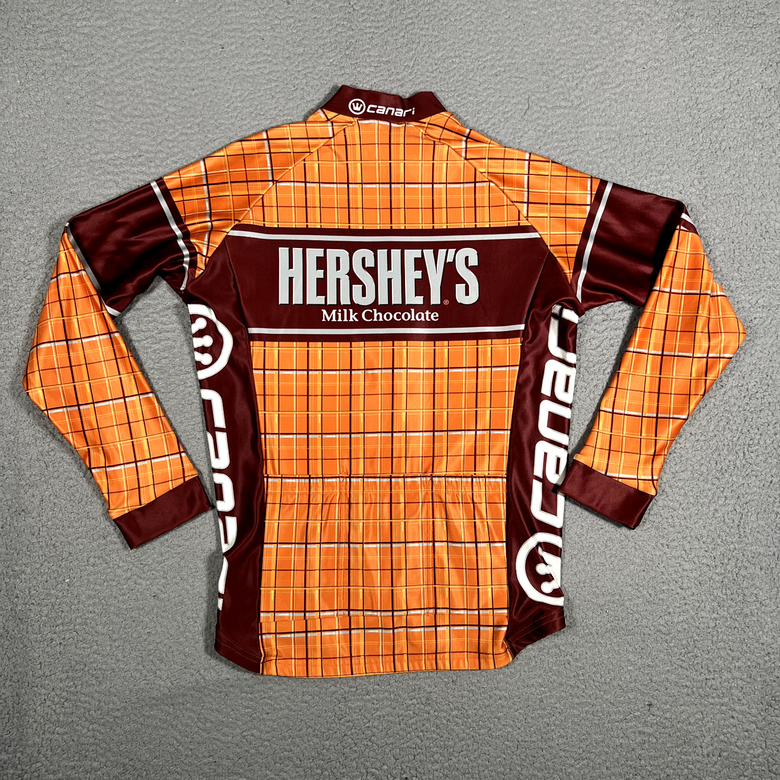Canari Cycling Jacket Mens Medium Orange Hersheys Chocolate Full Zip Bike Racing