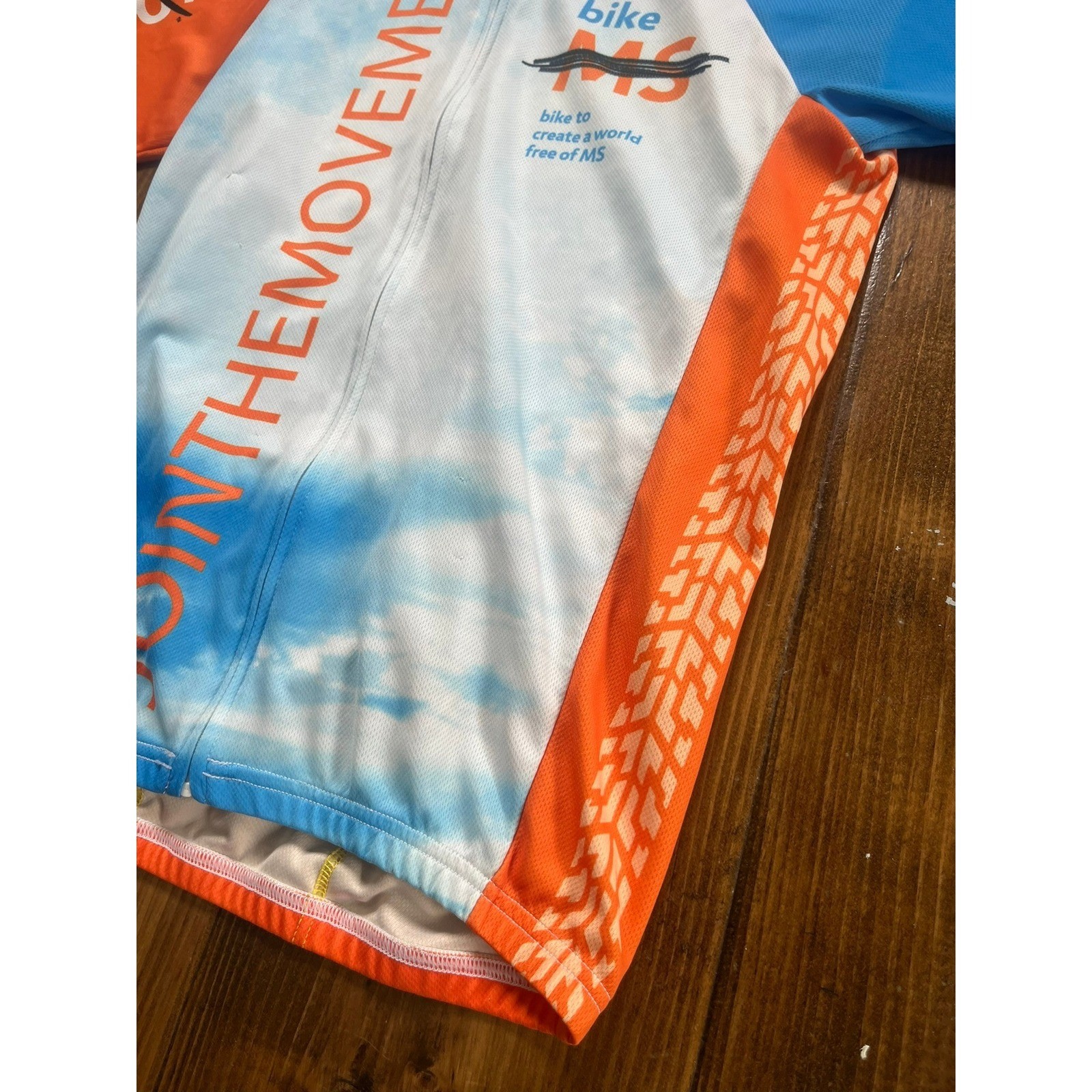 Champion System Bike MS Cycling Jersey Orange Blue Cloud Print Mens Medium