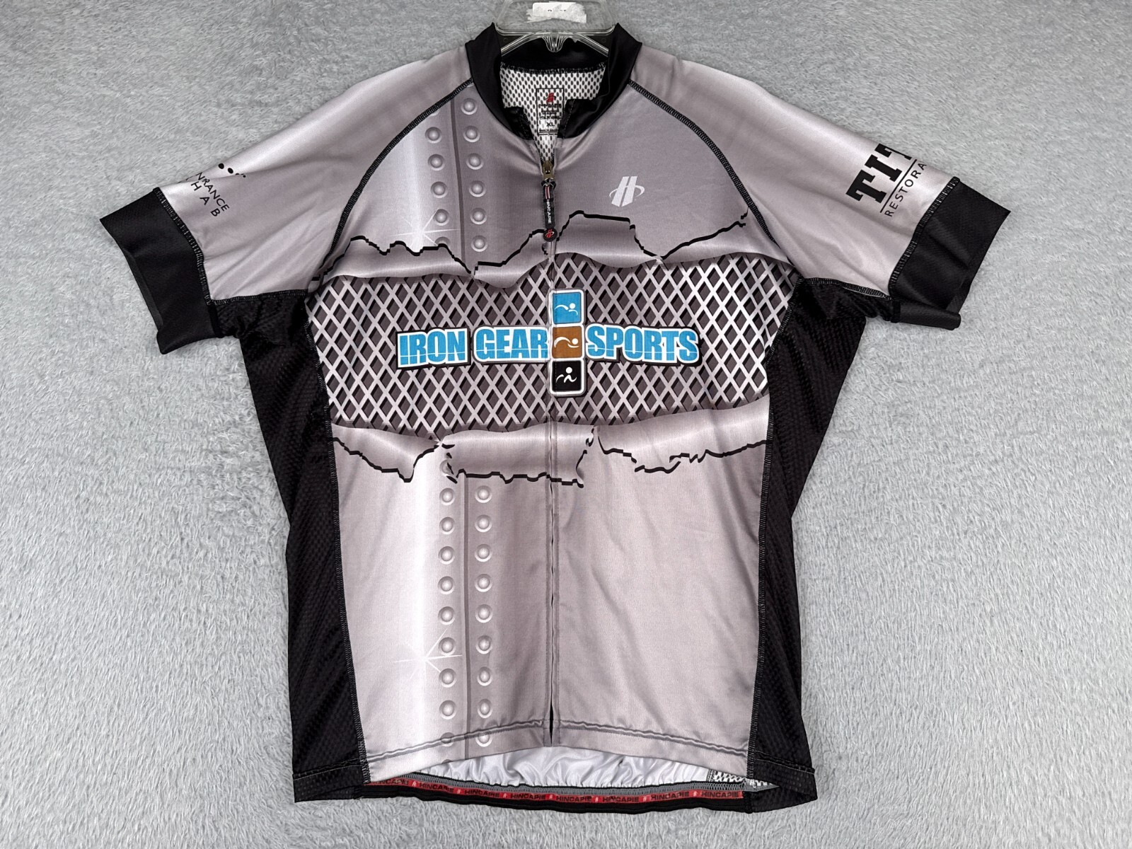 Hincapie Cycling Jersey Adult Extra Large Gray Black High Gear Sports Full Zip