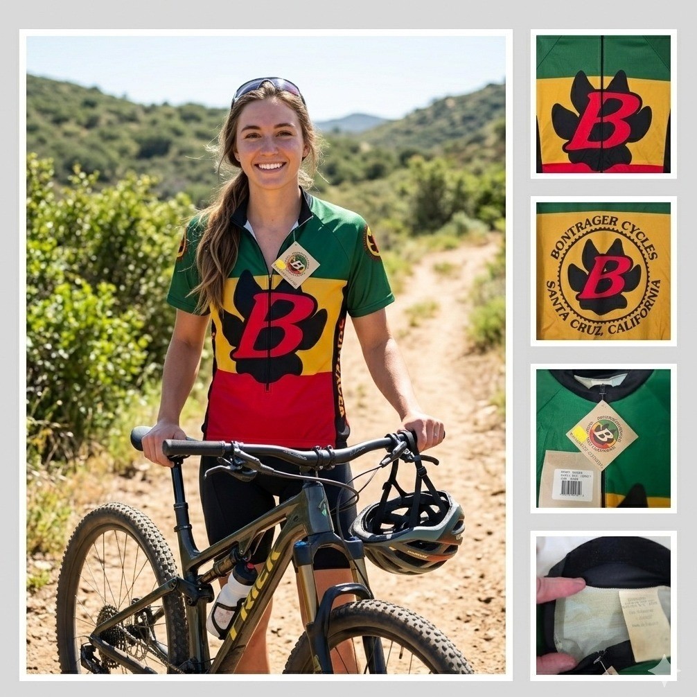 Vintage Bontrager Cycles Rasta Cycling Jersey Paw Print NWT USA Made Large 90s