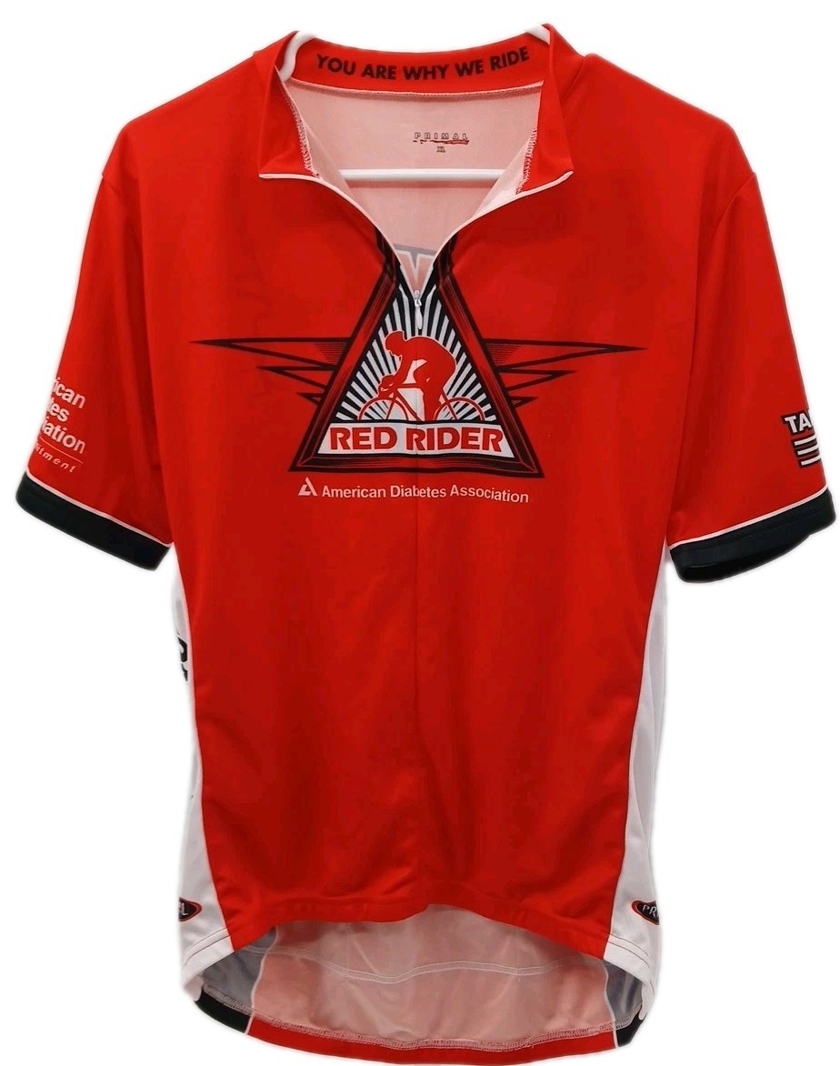 Primal Cycling Jersey Mens XL Red Rider American Diabetes Full Zip Athletic