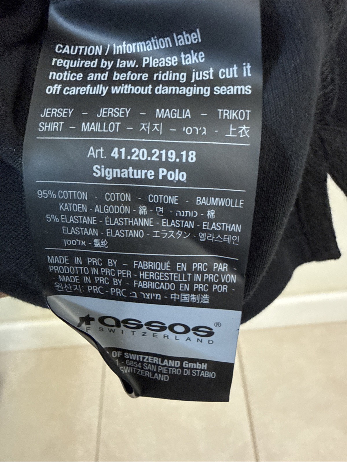 ASSOS SS Signature Polo Shirt – Black – Size tag says XL but fits Like Large