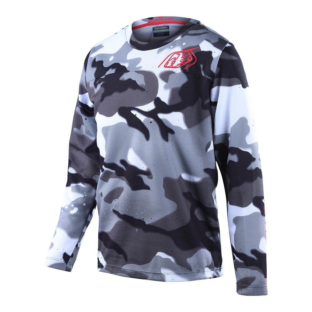 Troy Lee Designs YOUTH Long Sleeve Flowline Jersey Spray Camo White Medium